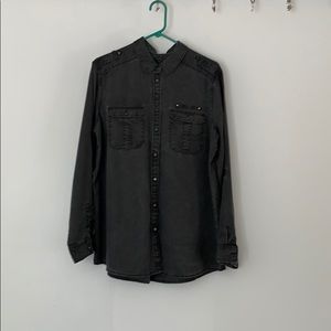 Black chambray button up